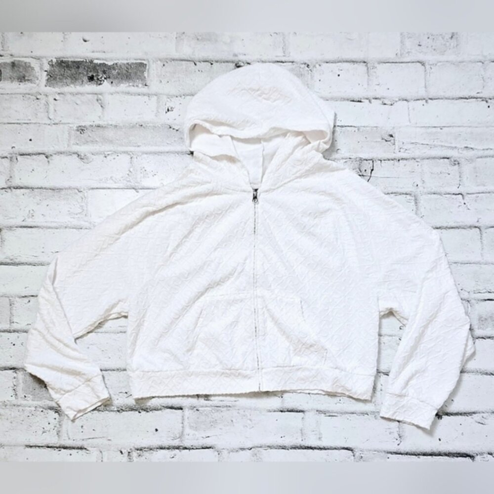 Victoria Secret On Point White Terrycloth Cropped Zip-Up Hoodie - Picture 4 of 9
